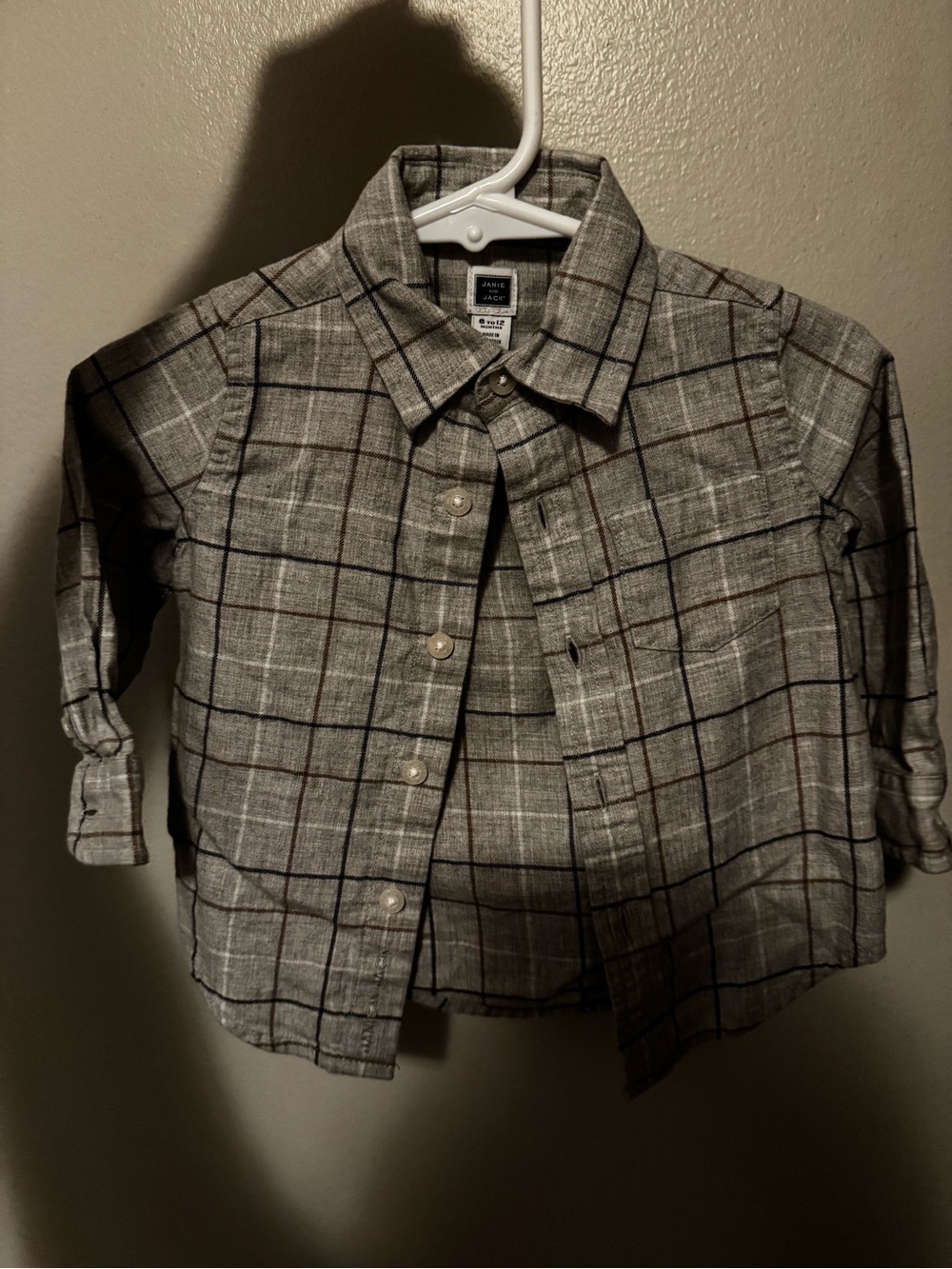 Janie and Jack Gray Plaid Button-Down Shirt